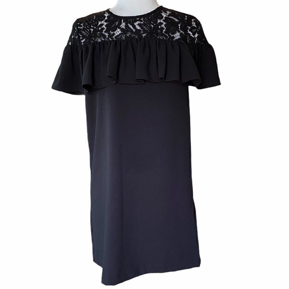 H&M Black Mini Dress with Lace Floral  SZ S